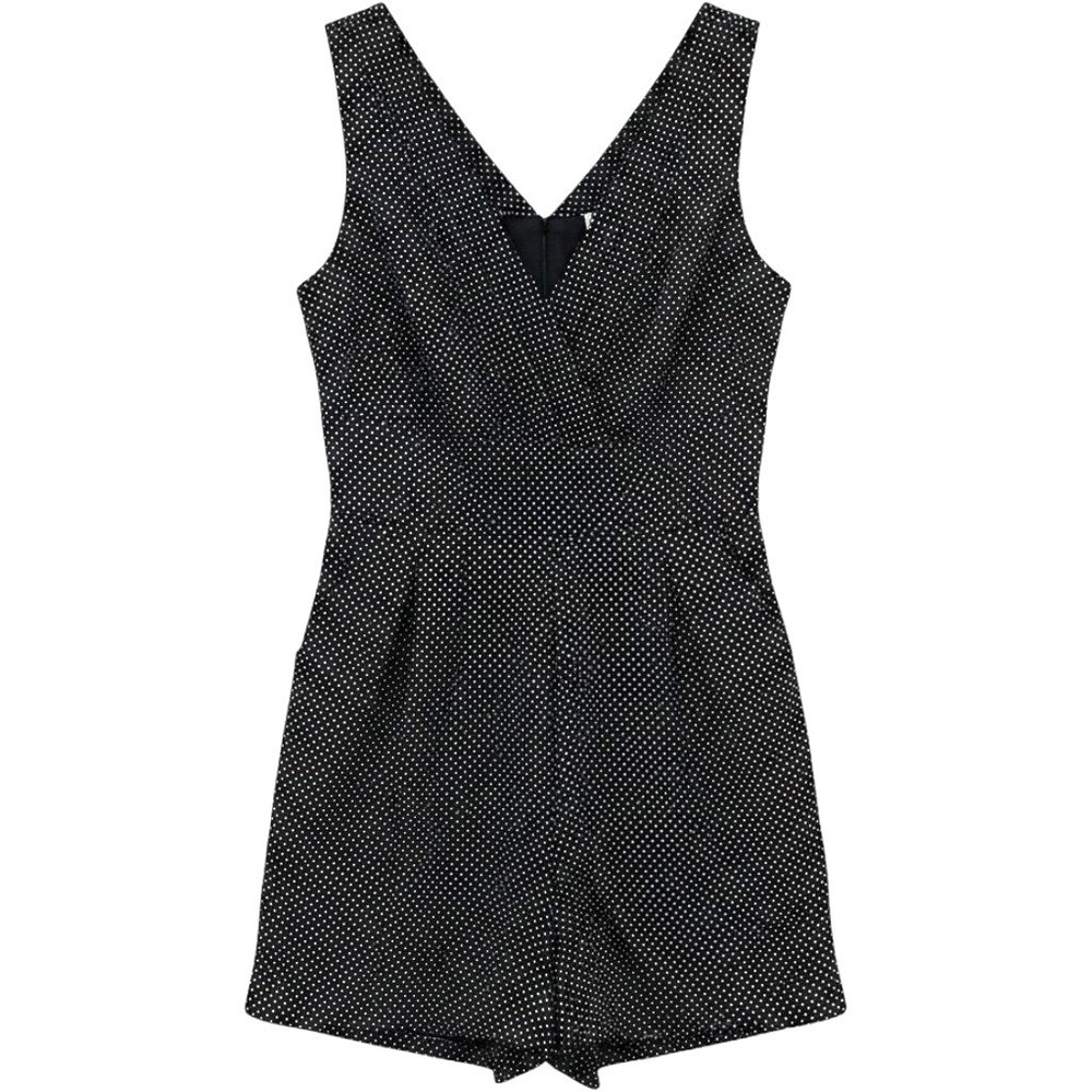 Corey P Polka Dot Dress Women Size 12 Black White V-Neck Fit & Flare Pockets